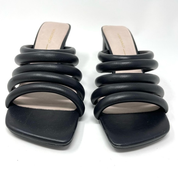 Intentionally Blank Willow III Black Tubular Leather Strap Slide Sandals Size 8 - Picture 5 of 13